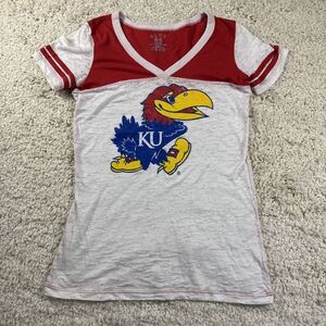 Blue 84 Womens Size Large‎ Kansas University Jayhawks Burnout Tee T Basketball